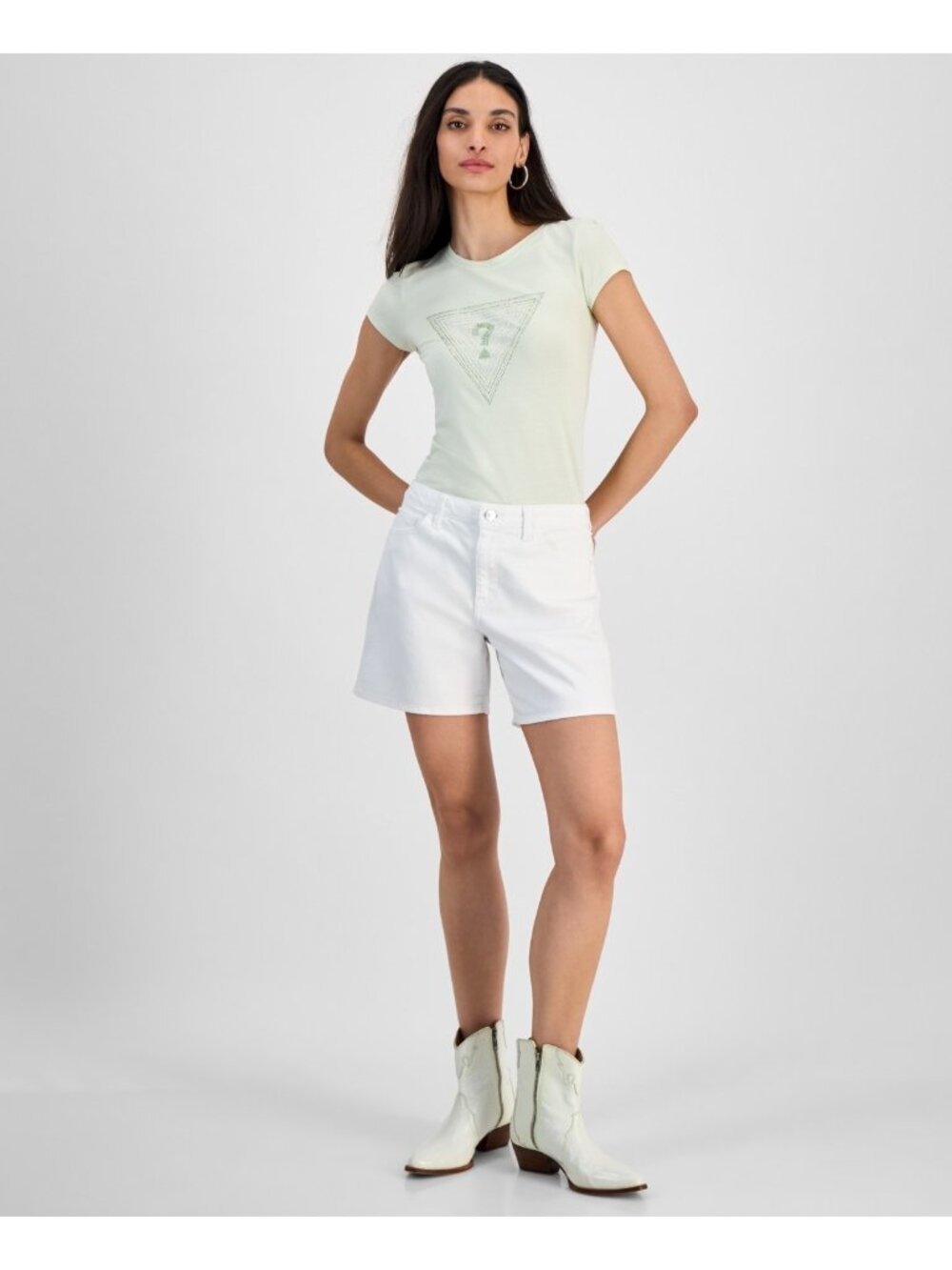 GUESS Women's Super Relaxed High-Rise Denim Shorts White Size 28 MSRP $89